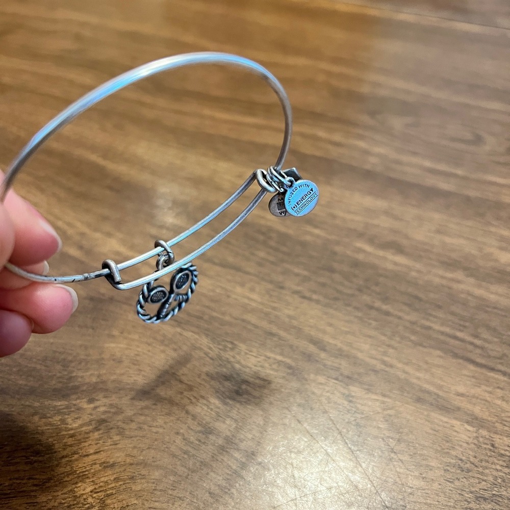 Alex and Ani Tennis Racket Charm Bangle Bracelet Silver Tone Charity by Design - Picture 4 of 6